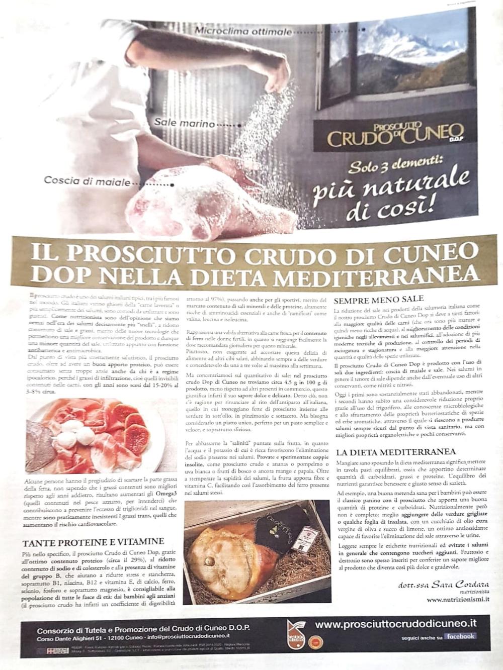 Campagna su La Stampa per il Crudo di Cuneo DOP